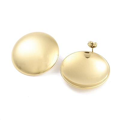 Flat Round 304 Stainless Steel Stud Earrings for Women EJEW-L283-101G-1