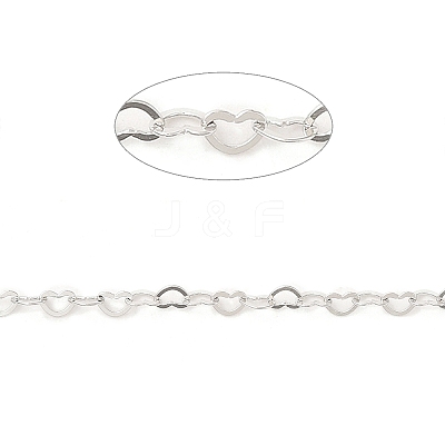 Anti-Tarnish Rhodium Plated 925 Sterling Silver Heart Link Chains STER-NH0001-28B-P-1