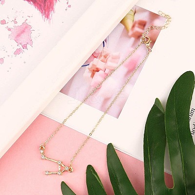 Twelve Constellation Alloy Crystal Rhinestone Link Chain Anklets for Women FS-WG97E4C-07-1