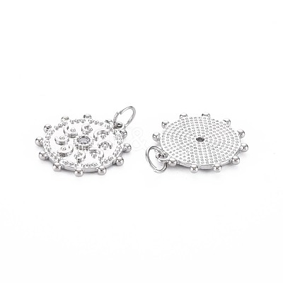 Brass Micro Pave Clear Cubic Zirconia Pendants KK-S356-736-1