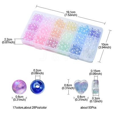 526Pcs 18 Style Transparent Acrylic Beads MACR-YW0002-07-1