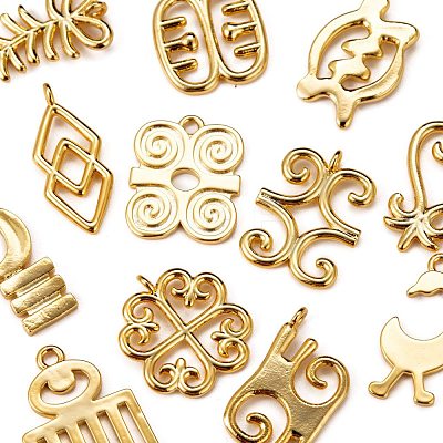 12Pcs 12 Style Brass Pendants KK-LS0001-28G-1