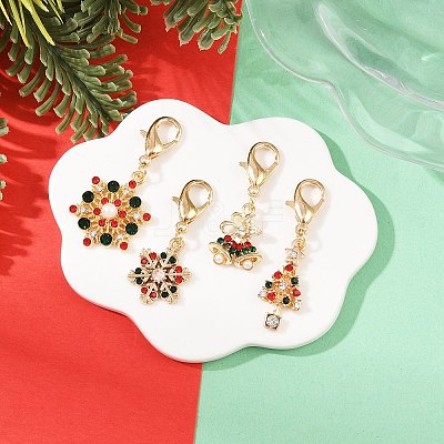 4Pcs Christmas Alloy & ABS Plastic Pearl & Rhinestone Pendant Decorations HJEW-JM04166-1