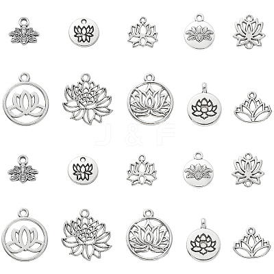 100Pcs 10 Styles Tibetan Style Alloy Charms TIBEP-CJ0002-34-1