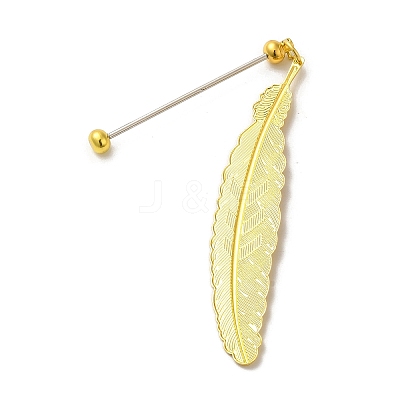 Alloy Feather Pendant Bookmarks AJEW-R101-01G-1
