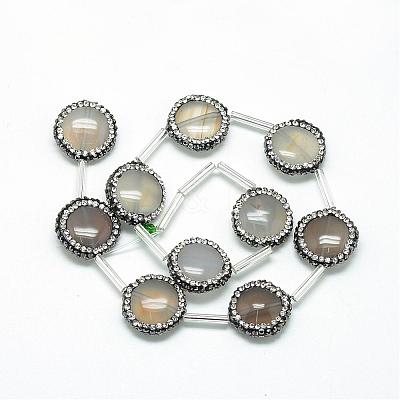 Natural Grey Agate Rhinestone Beads G-Q487-02-1