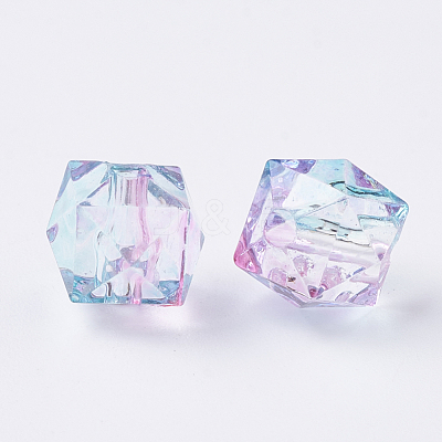 Two Tone Transparent Spray Painted Acrylic Beads ACRP-T005-26-1