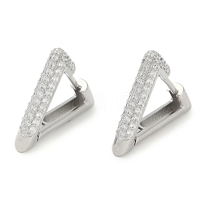 Rack Plating Triangle Brass Micro Pave Cubic Zirconia Hoop Earrings EJEW-Z059-14P-01-1