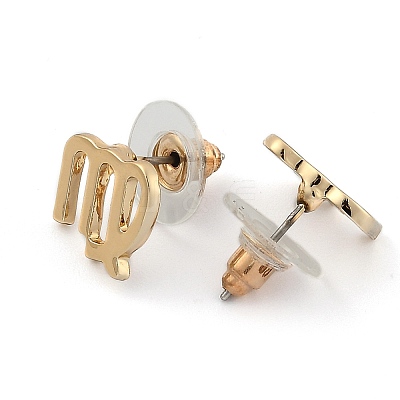 12 Constellation/Zodiac Sign Alloy Stud Earrings EJEW-B025-10G-B-1