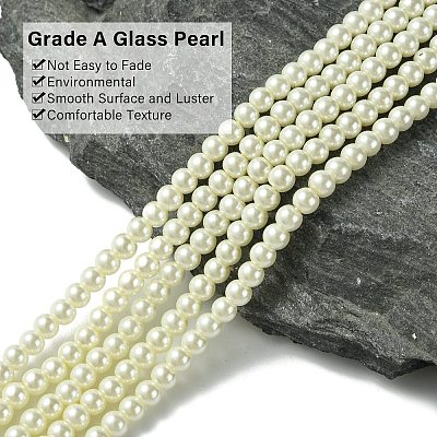 Eco-Friendly Dyed Glass Pearl Round Beads Strands HY-A002-4mm-RB011-1