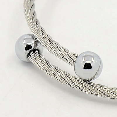 Tarnish Resistant Trendy Men's 304 Stainless Steel Torque Bangles BJEW-L069-01-1
