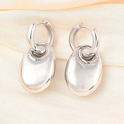 Oval Brass Hoop Earrings for Women EJEW-U057-06A-02P-1