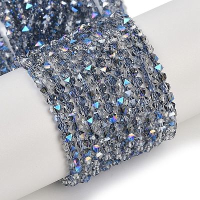 Electroplate Glass Beads Strands GLAA-Q105-02E-1