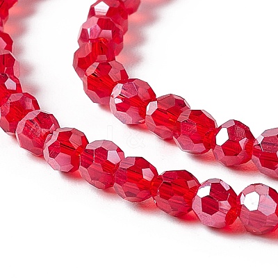 Faceted(32 Facets) Electroplate Glass Bead Strands X-EGLA-R015-4mm-20-1