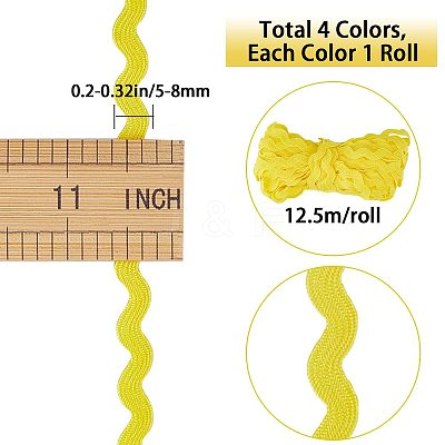 4 Strands 4 Colors Polyester Wave Bending Fringe Trim OCOR-GF0002-43A-1