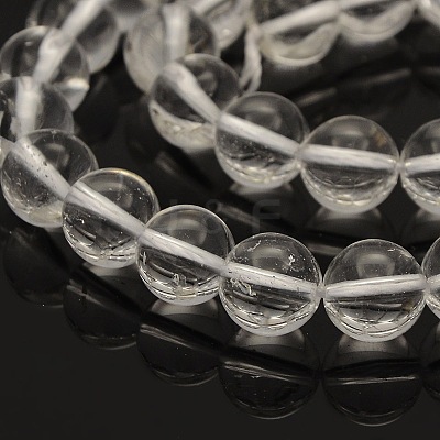 Round Natural Quartz Crystal Beads Strands G-N0120-04-10mm-1