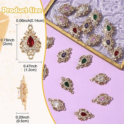 3Pcs Brass Micro Pave Cubic Zirconia Links Connectors KK-YW0003-49LG-05-1