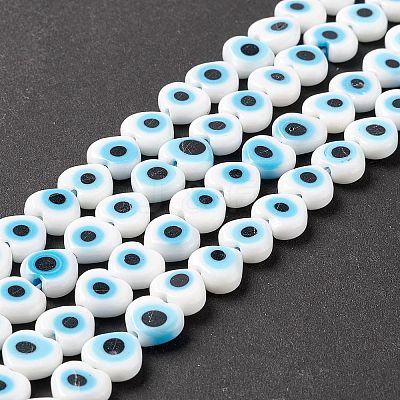 Handmade Evil Eye Lampwork Beads Strands LAMP-F023-B06-1