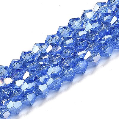 Transparent Electroplate Glass Beads Strands GLAA-F029-4mm-A07-1