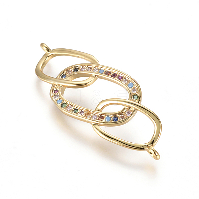 Brass Micro Pave Cubic Zirconia Links Connectors X-ZIRC-L085-10G-1