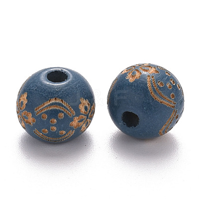 Painted Natural Wood Beads WOOD-N006-03A-07-1