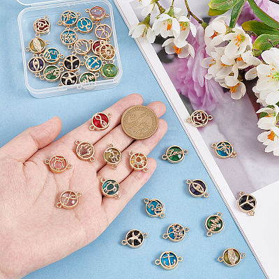 36Pcs 18 Styles Glass Connector Charms GLAA-PH0002-80-1