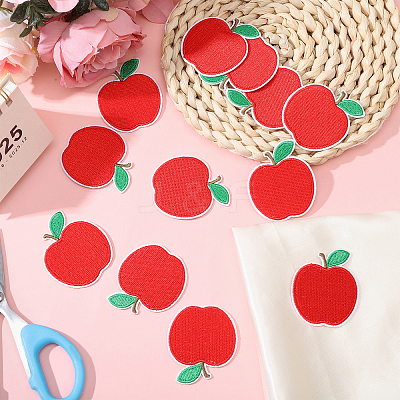 16Pcs Apple Polyester & Cotton Embroider Thread Iron on/Sew On Patches PATC-CA0001-19B-1