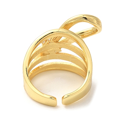 Bowknot Brass Micro Pave Cubic Zirconia Open Cuff Rings RJEW-U008-35G-1