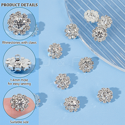 16Pcs Brass Rhinestone Shank Buttons DIY-FG0006-14B-1