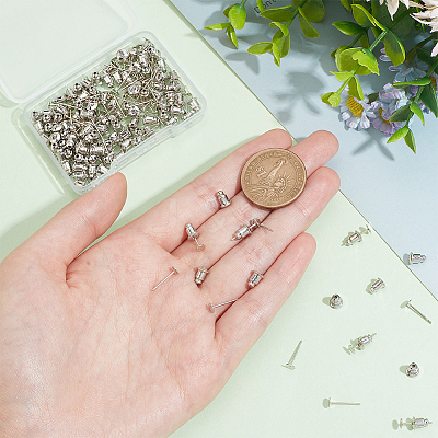 100Pcs Brass Stud Earring Findings KK-BC0013-23-1