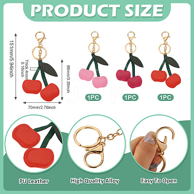 3Pcs 3 Colors PU Leather Alloy Keychains KEYC-TA0001-41-1