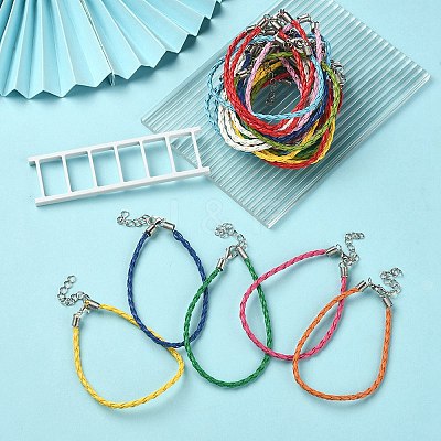Trendy Braided Imitation Leather Bracelet Making BJEW-YW0001-09-1