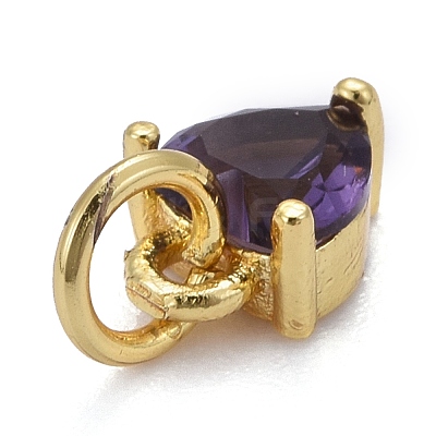 Brass Micro Pave Cubic Zirconia Charms KK-P192-08-G03-1