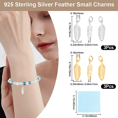 6Pcs 2 Colors 925 Sterling Silver Pendants STER-BBC0009-73-1