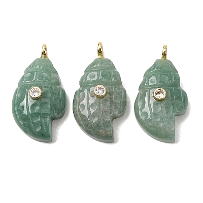 Natural Green Aventurine Carved Pendants G-H357-05G-05-1