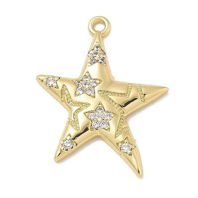 Rack Plating Brass Micro Pave Cubic Zirconia Pendants X-KK-L224-015G-1
