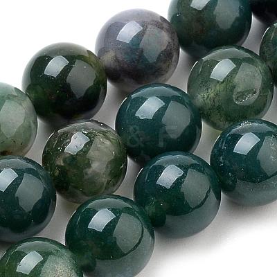 Natural Moss Agate Beads Strands G-I199-06-8mm-1