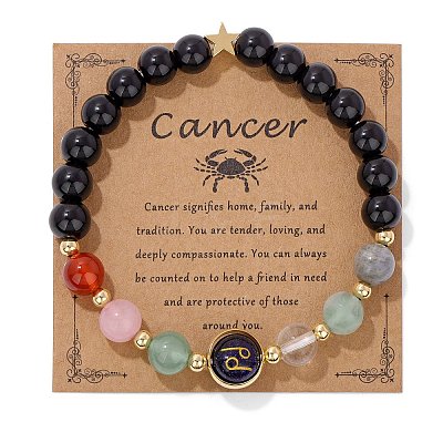 Natural Mixed Gemstone Round Beads Stretch Bracelet PW-WGCDE6C-03-1