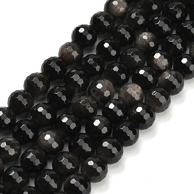 Natural Silver Obsidian Beads Strands G-C280-B08-8mm-1