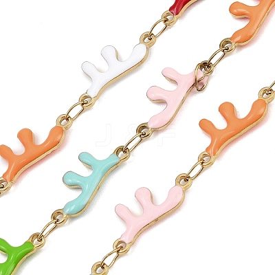 304 Stainless Steel Enamel Coral Link Chains CHS-F023-01H-G-1