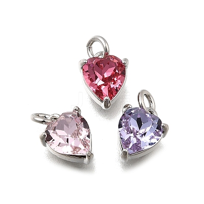 Heart Brass with Glass Charms KK-G525-07P-1