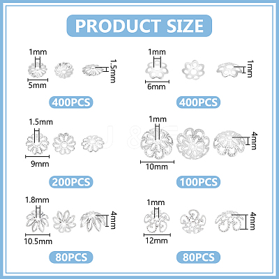 6 Styles Iron Bead Caps IFIN-UN0001-28S-1