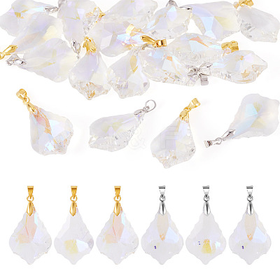 20Pcs 2 Colors AB Color Plated Electroplate Glass Pendants PALLOY-TA00331-1