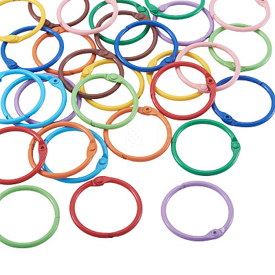 30Pcs 10 Colors Spray Painted Iron Hinged Binder Rings IFIN-TA0001-77-1