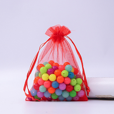 Rectangle Organza Drawstring Bags CON-PW0001-054B-05-1