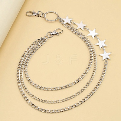 Alloy Star 3 Layered Chain Belts for Pants AJEW-WH20070-010A-1