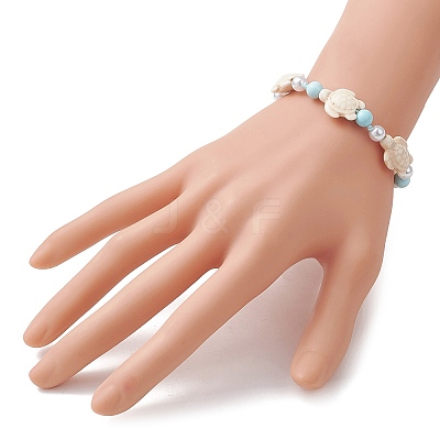 Adjustable Synthetic Turquoise & Natural Howlite Braided Bead Bracelets for Womem BJEW-JB13654-1