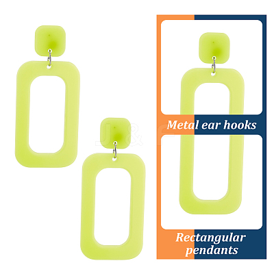 6 Pairs 6 Style Hollow Out Rectangle Acrylic Dangle Stud Earrings EJEW-AN0001-59-1