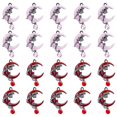 20Pcs 2 Colors Alloy Rhinestone Pendants FIND-PH0026-14-1