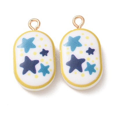 Printed Alloy with Acrylic Pendants AL-CBAE25B-04G-G-1